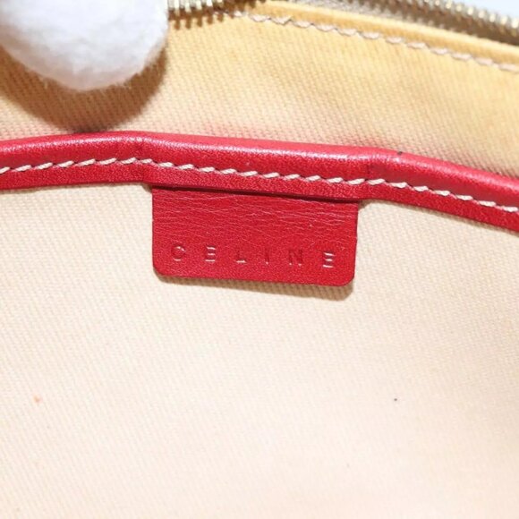 CELINE Macadam Canvas Accessory Pouch Coated Canvas Beige Red Auth yk15592 - Picture 9 of 15